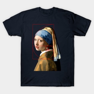 Vermeer Girl With Pearl Earring Fibonacci Sequence T-Shirt